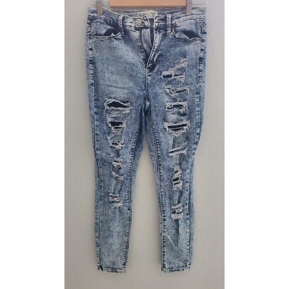 Mudd High Rise ankle jeggings cut up jeans - Picture 1 of 3